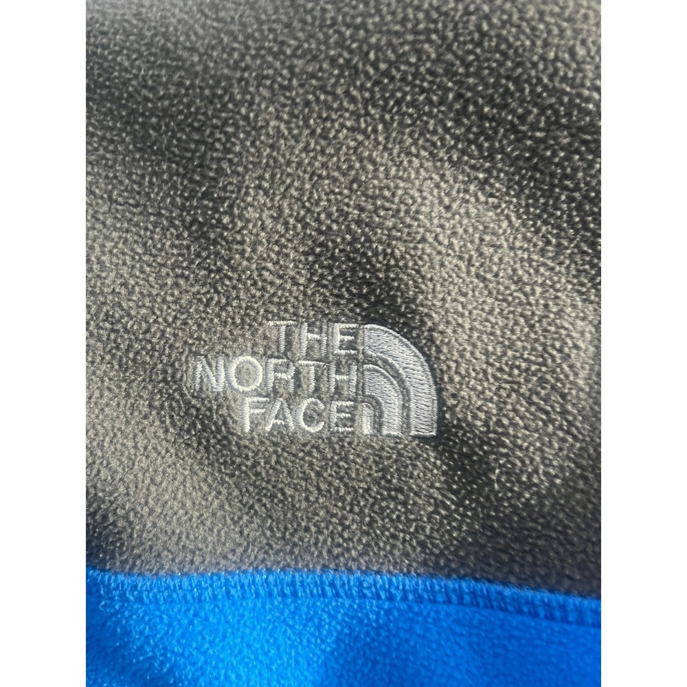 The North Face Boys Blue Grey Quarter Zip Fleece Pullover Jacket Size L 14/16 - Picture 2 of 4